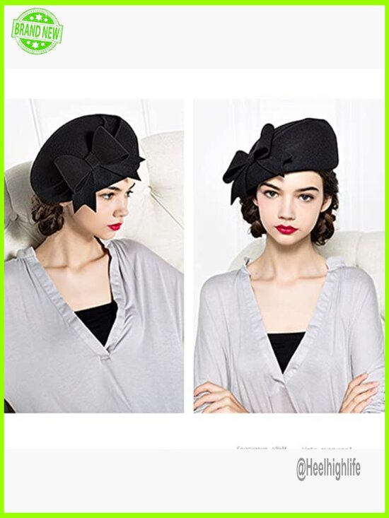 Vintage Wool Beret with Veil Fascinator Adjustable Fit for Special Occasions